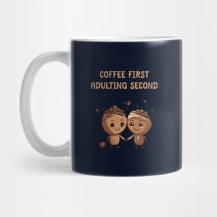 Cute coffee beans holding hands Mug